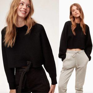 ARITZIA WILFRED FREE Alpaca Wool Blend Oversize Crop‎ Sweater in Black Sz S